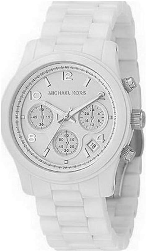 mens michael kors white ceramic watch with crystals|mk5161.